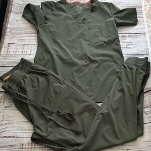 Olive Green Scrub Set - Top & Pants